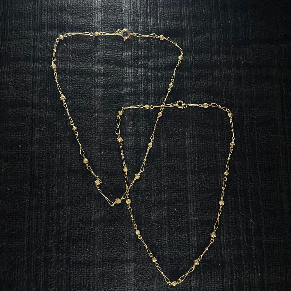 Vintage Gold-Tone Knotted Ball & Loop Necklaces~Set of 2